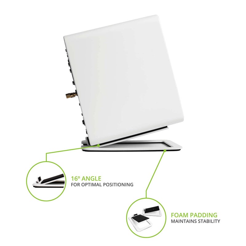 Kanto S4 Tilted Desktop Speaker Stands for Medium Bookshelf Speakers & Mid-Size 3â€-4â€ Studio Monitors | Supports 8 lbs | Damping Foam Padding | Â¼â€-20 Mounting | Pair | White - Image 3